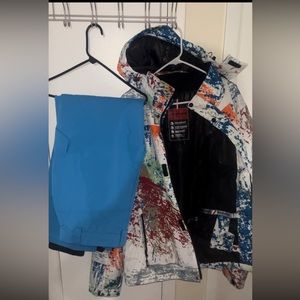 Winter suit plenty pockets very stretchy breathable wind resistant and durable